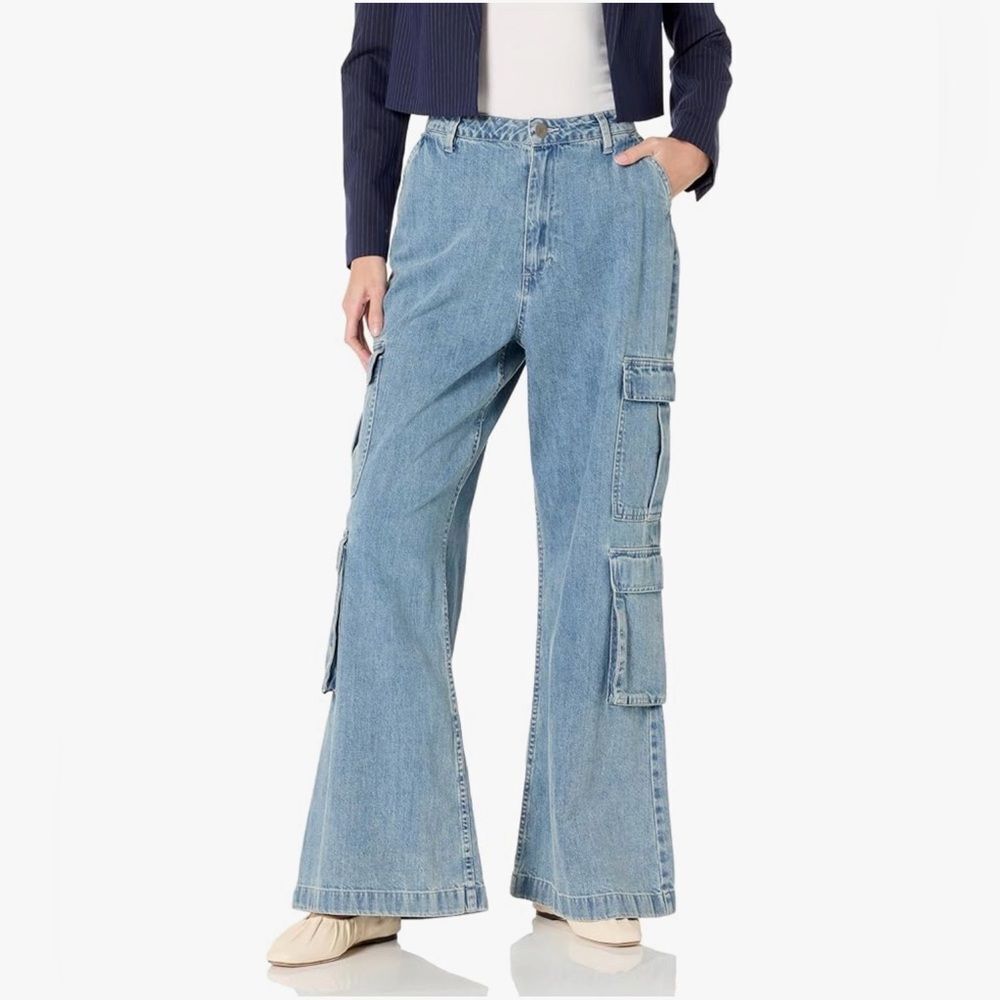 ShowMeYourMumu Women Blue Denim Cargo Pants